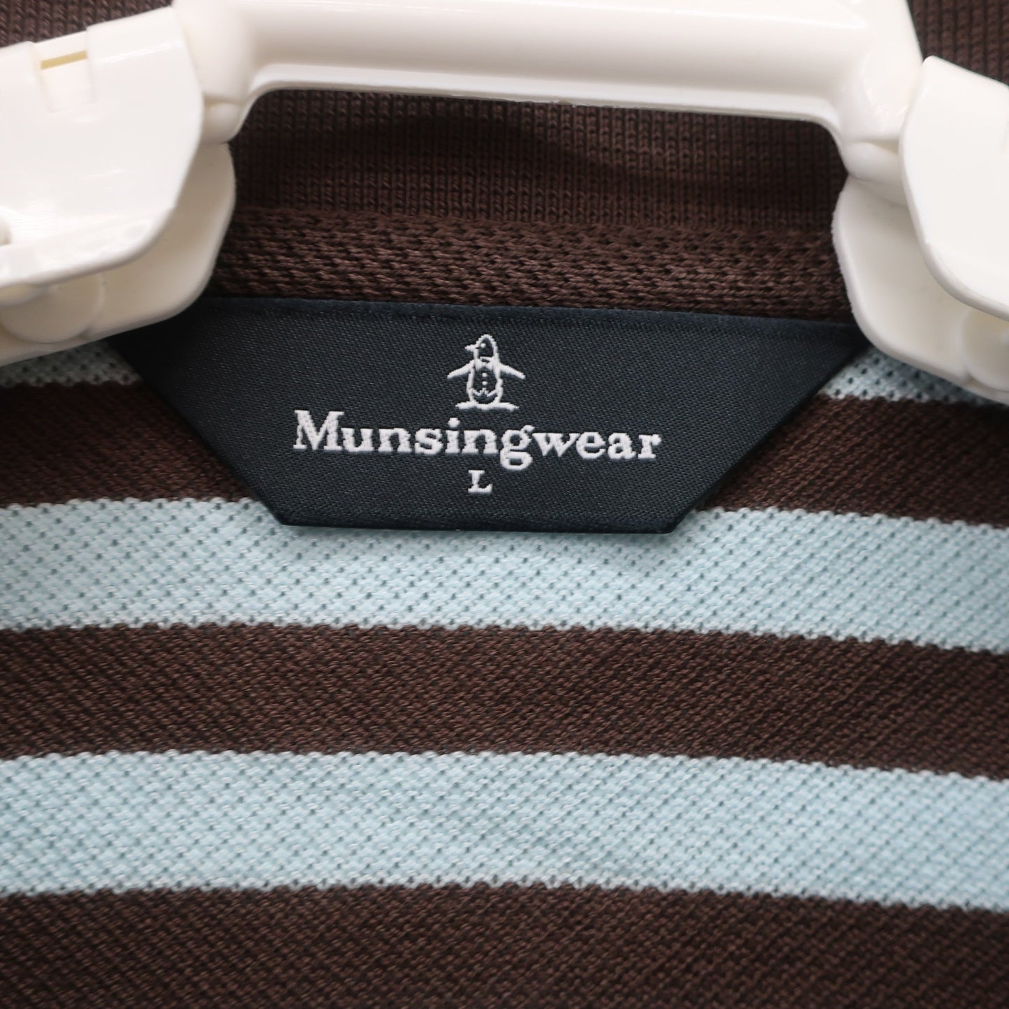 Munsingwear(マンシングウェア) ポロシャツ 水色ブラウンボーダー メンズ L A