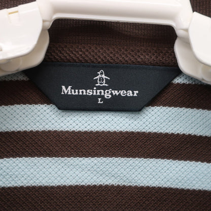 Munsingwear(マンシングウェア) ポロシャツ 水色ブラウンボーダー メンズ L A