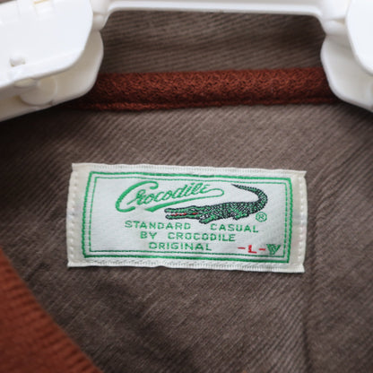 Crocodile(クロコダイル) 長袖ポロシャツ ブラウンボーダー メンズ L B
