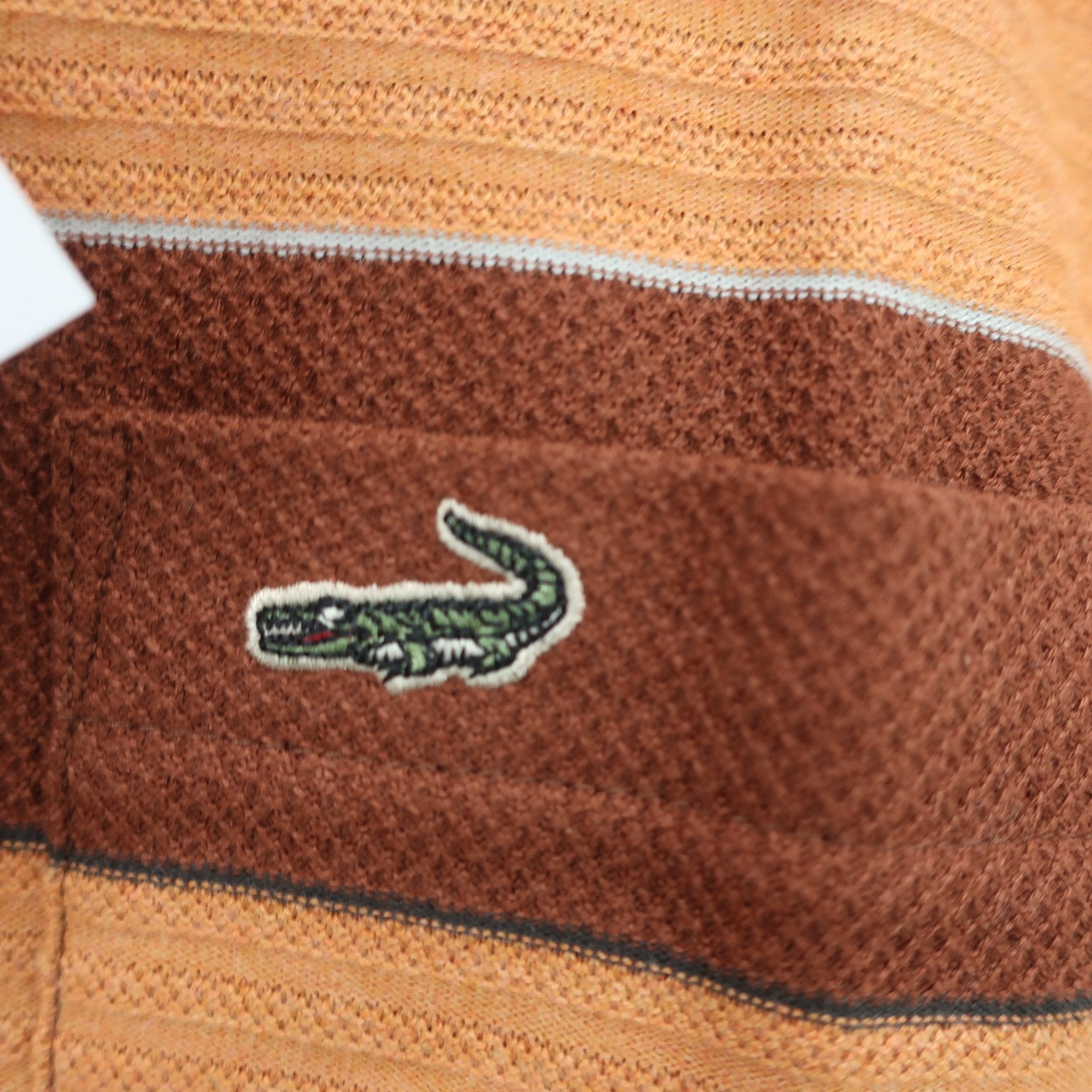 Crocodile(クロコダイル) 長袖ポロシャツ ブラウンボーダー メンズ L B