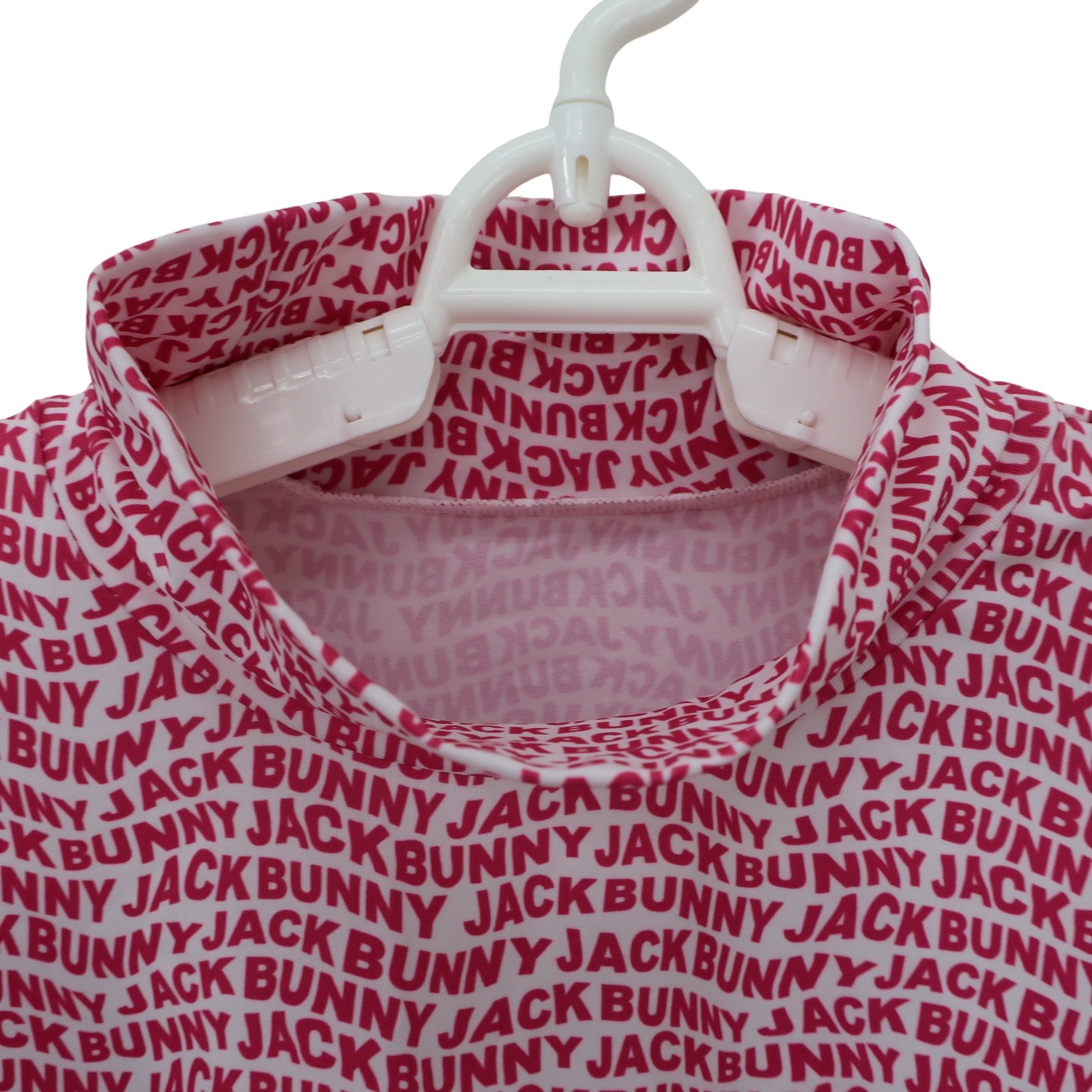 Jack Bunny(ジャックバニー) ハイネックシャツ 白赤ロゴ文字柄 メンズ 5 262-2166323 A
