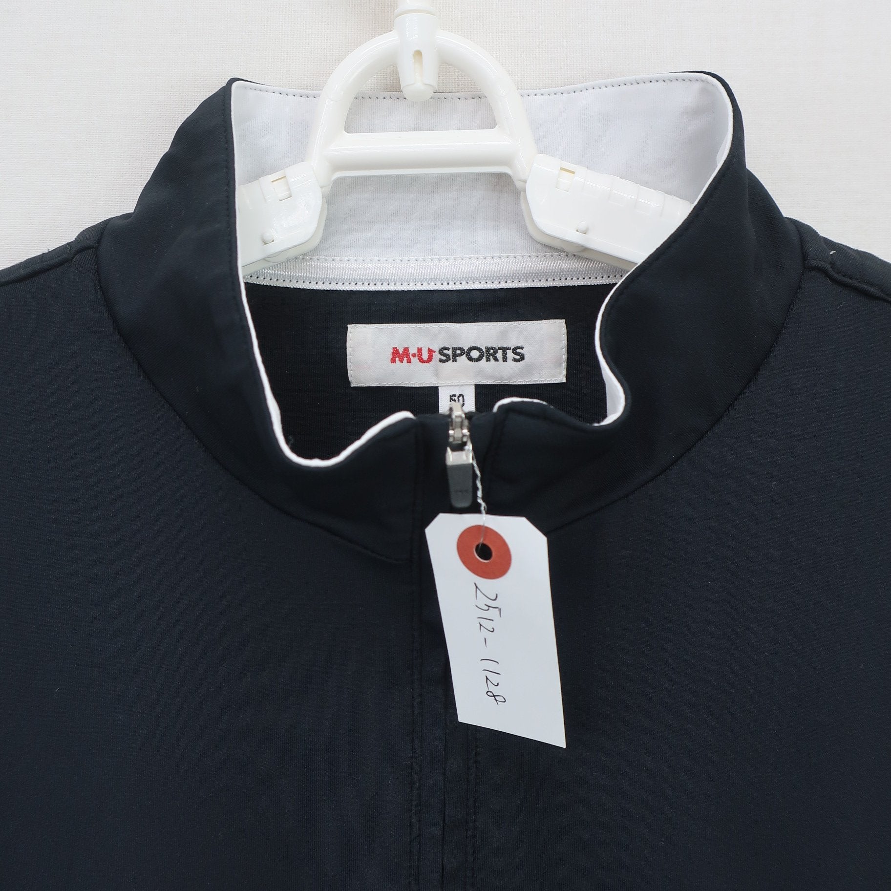 M.U SPORTS(エムユースポーツ) ハーフジップシャツ 白黒 メンズ 50 A