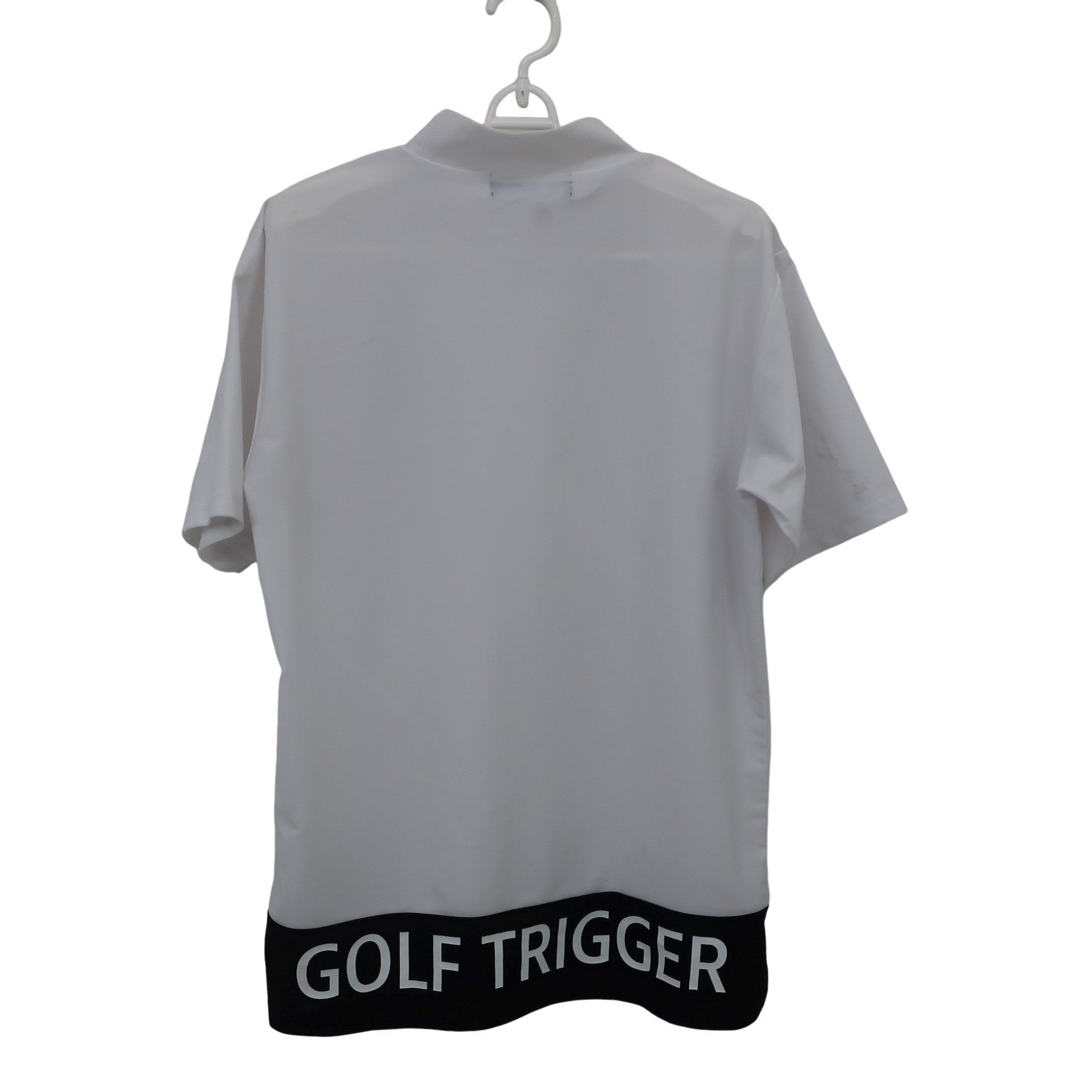 GOLF TRIGGER 半袖モックネックシャツ 白黒 メンズ L MAMN06 B