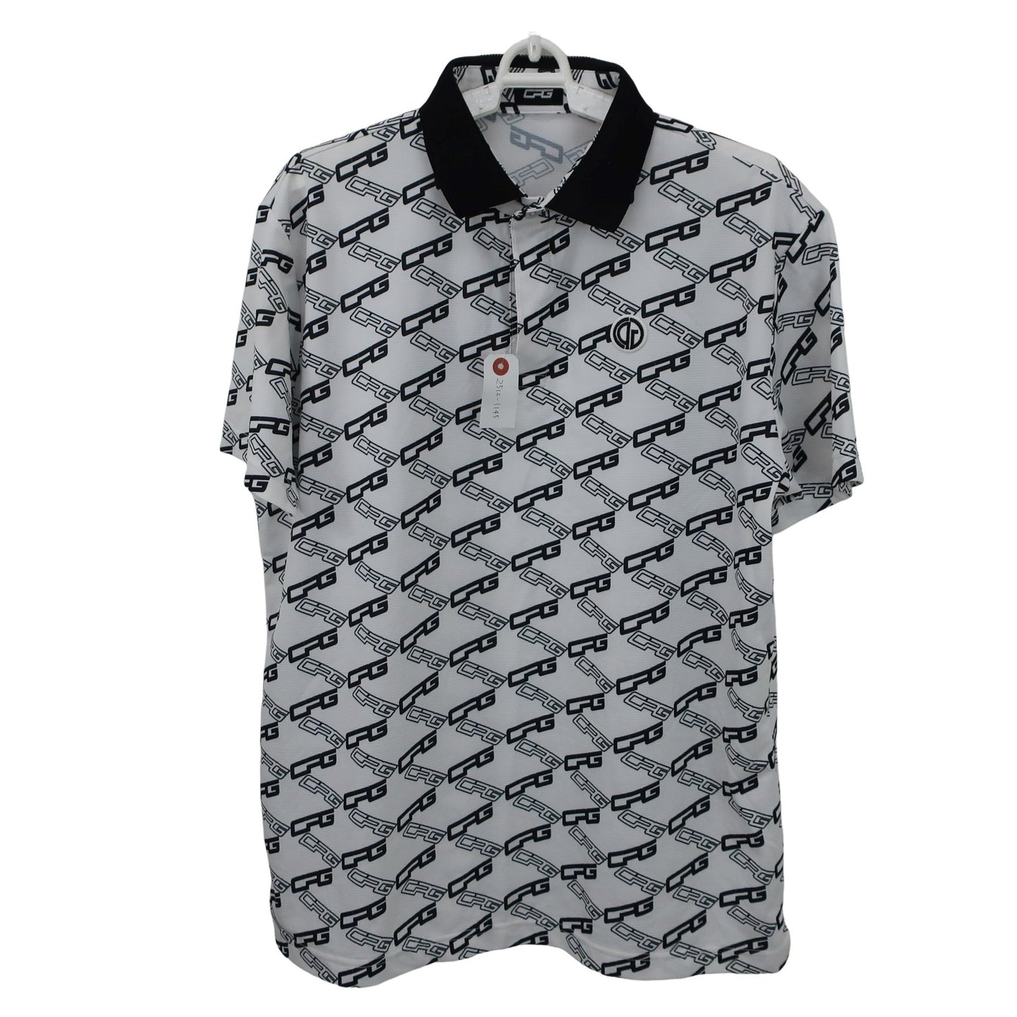 CPG GOLF(シーピージーゴルフ) ポロシャツ 白黒ロゴ総柄 メンズ 3 2109-22109 B