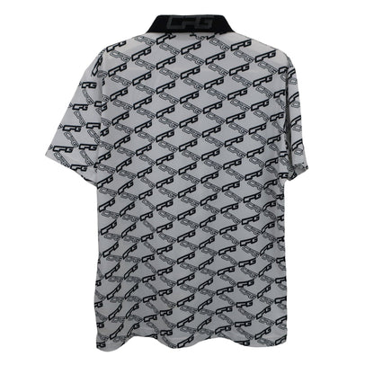 CPG GOLF(シーピージーゴルフ) ポロシャツ 白黒ロゴ総柄 メンズ 3 2109-22109 B