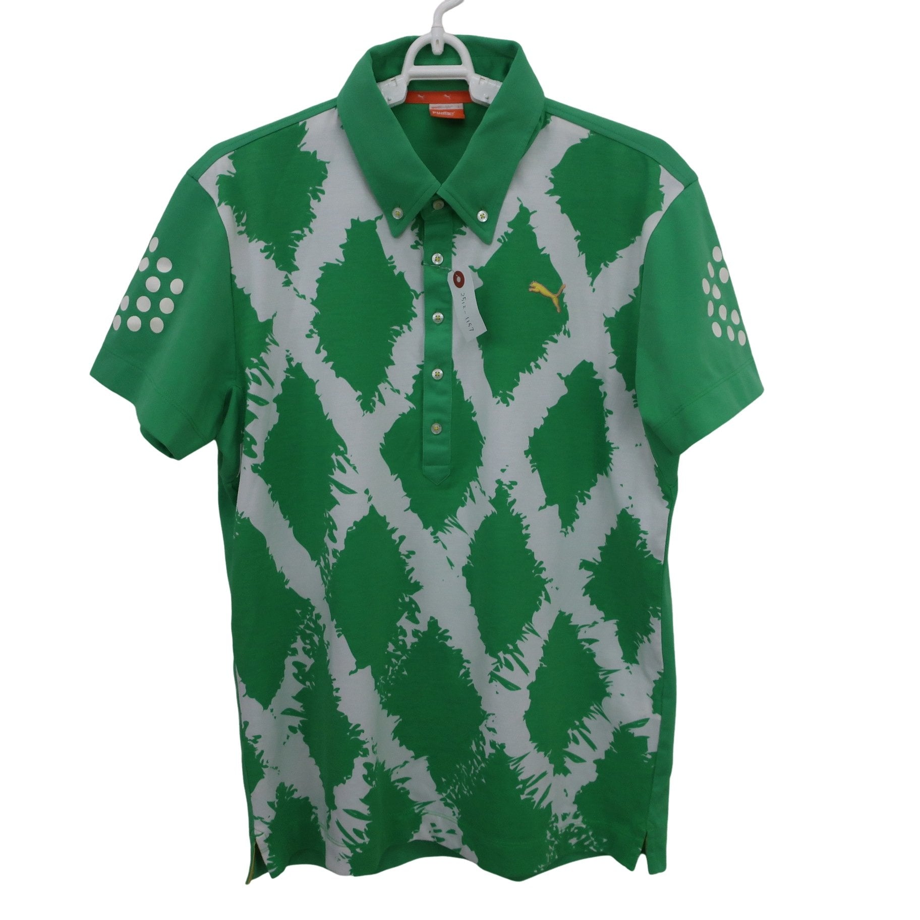 PUMA GOLF(プーマゴルフ) ポロシャツ 緑白総柄 メンズ L B