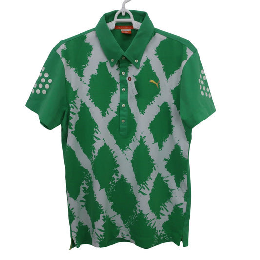 PUMA GOLF(プーマゴルフ) ポロシャツ 緑白総柄 メンズ L B