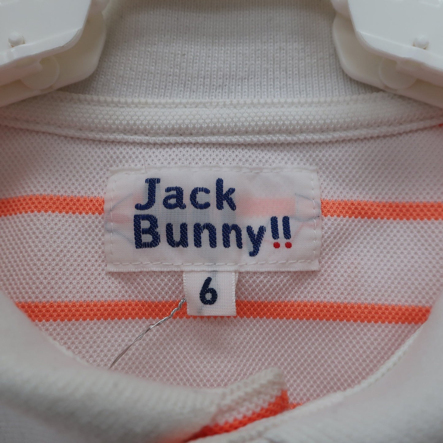 Jack Bunny(ジャックバニー) ポロシャツ 白サーモンピンクボーダー メンズ 6 262-0260669 A