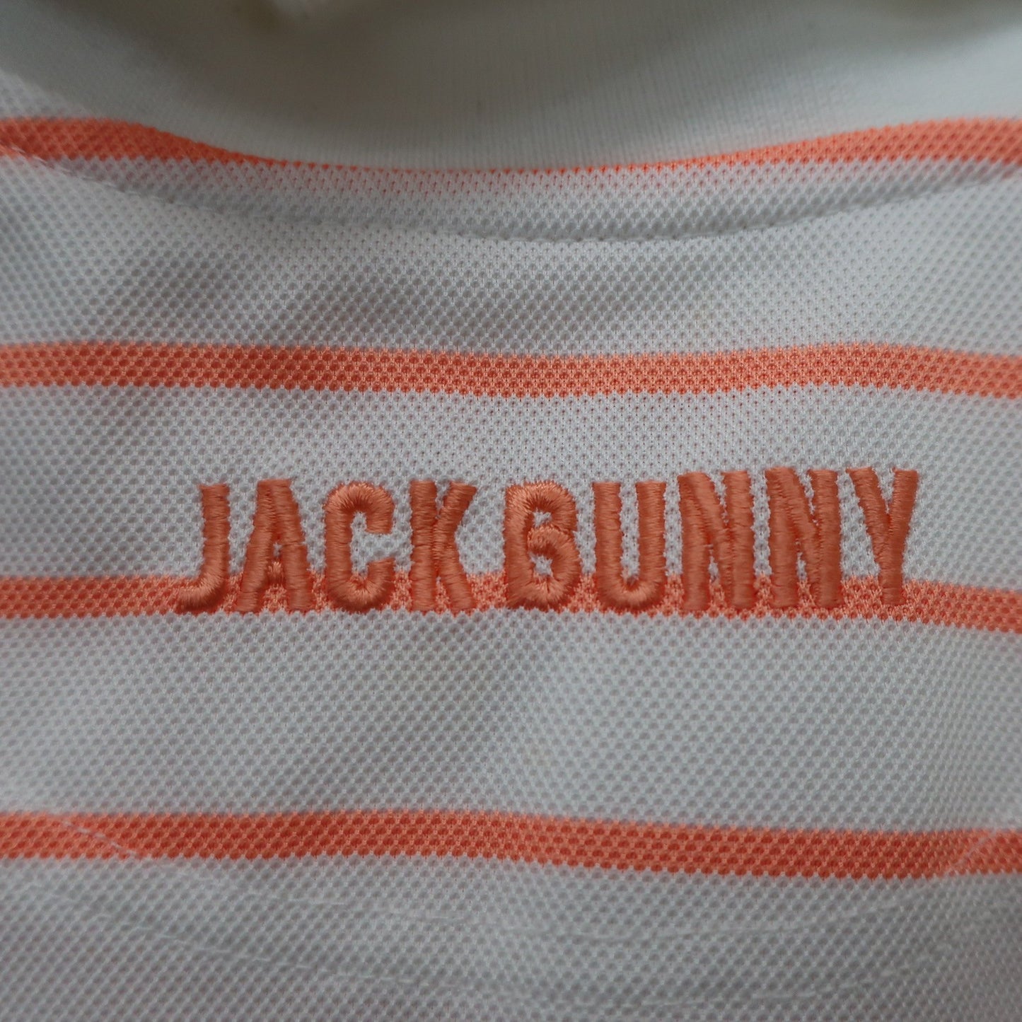 Jack Bunny(ジャックバニー) ポロシャツ 白サーモンピンクボーダー メンズ 6 262-0260669 A