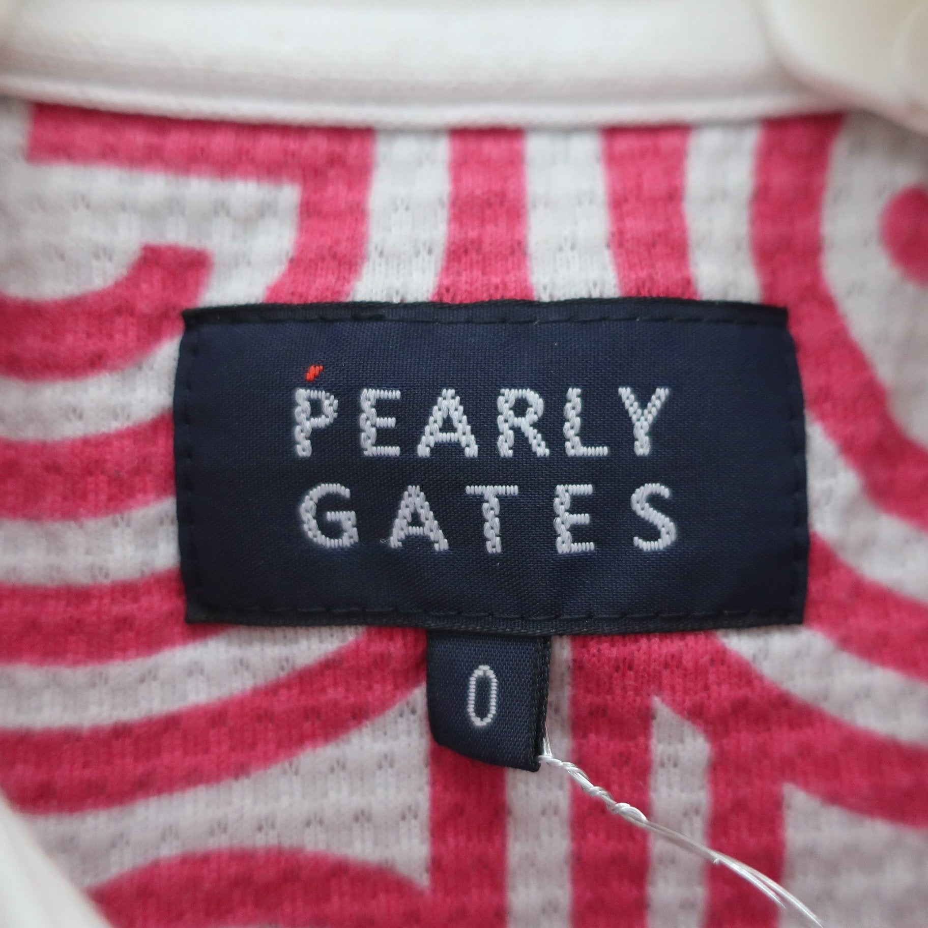 PEARLY GATES(パーリーゲイツ) ノースリーブポロシャツ 白ピンク総柄 レディース 0 055-9160426 B