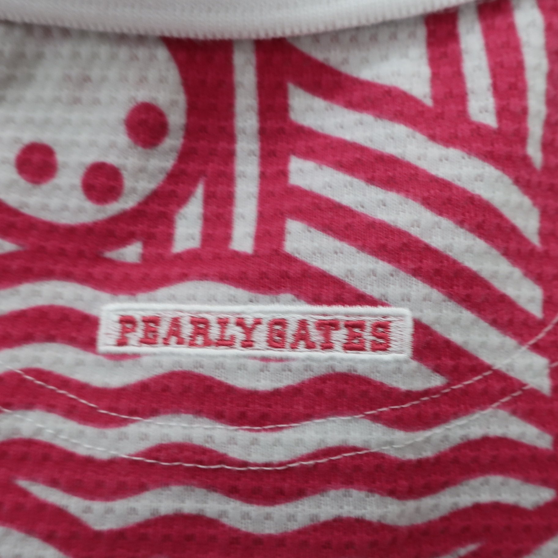 PEARLY GATES(パーリーゲイツ) ノースリーブポロシャツ 白ピンク総柄 レディース 0 055-9160426 B