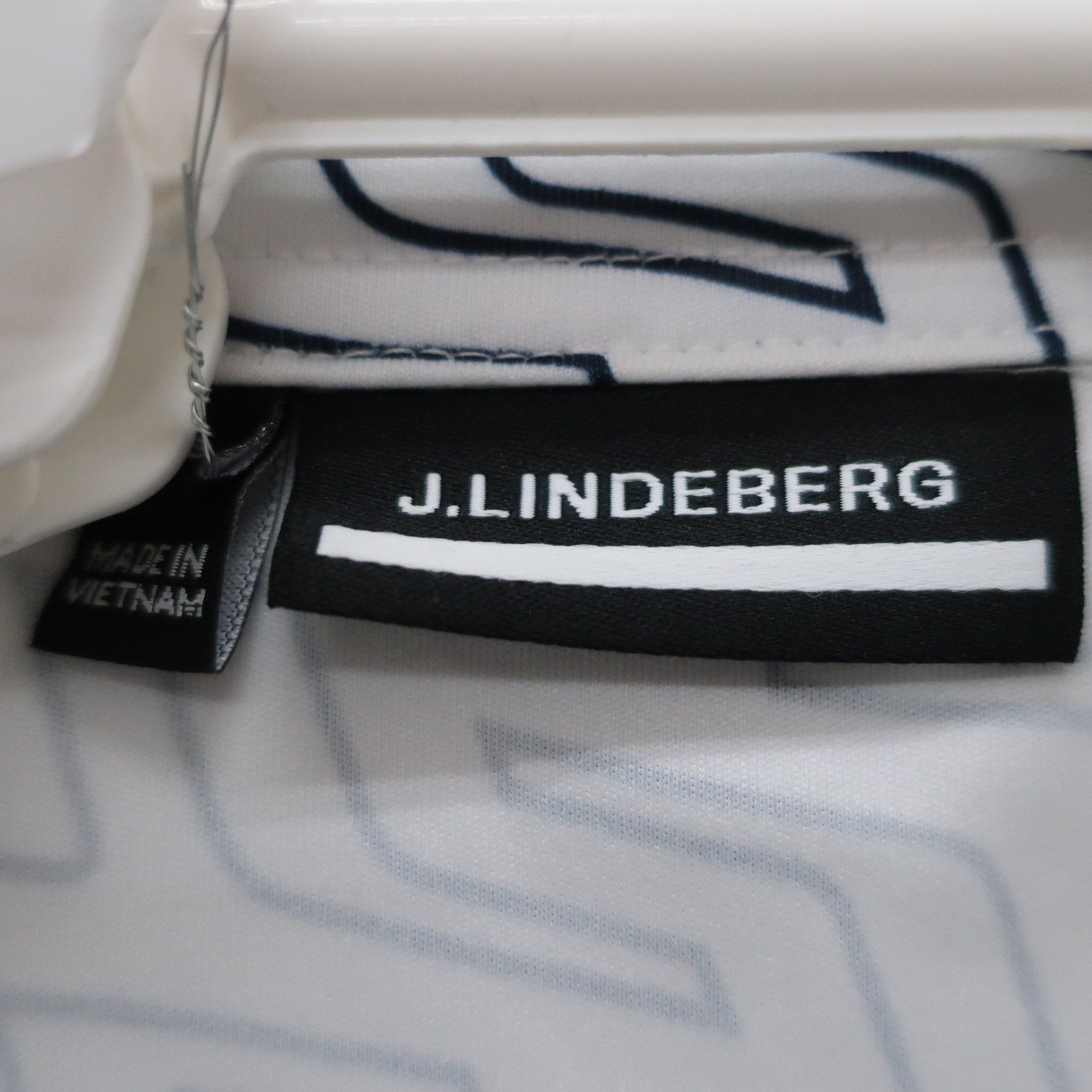 J.LINDEBERG(ジェイ リンドバーグ) ノースリーブポロシャツ 白ネイビー総柄 レディース S A
