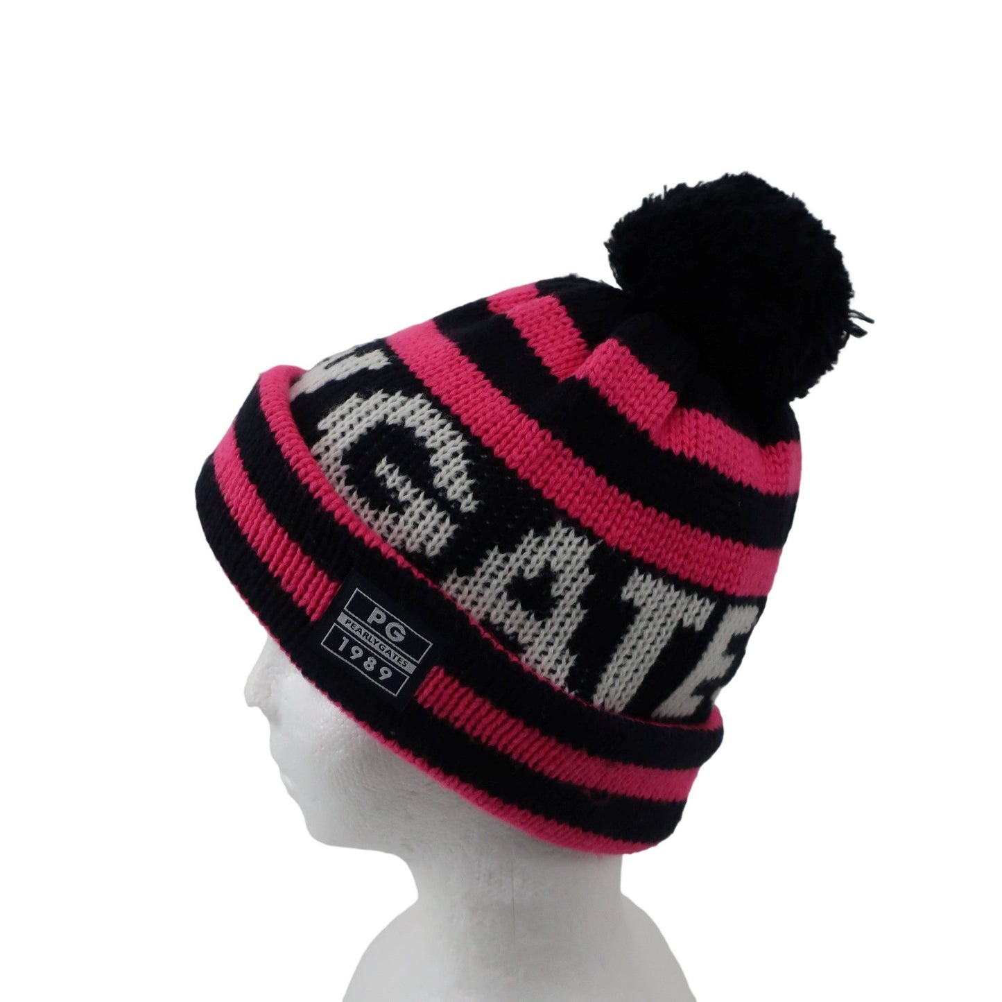 PEARLY GATES(パーリーゲイツ) ニット帽 ピンク黒ボーダー レディース フリーサイズ B