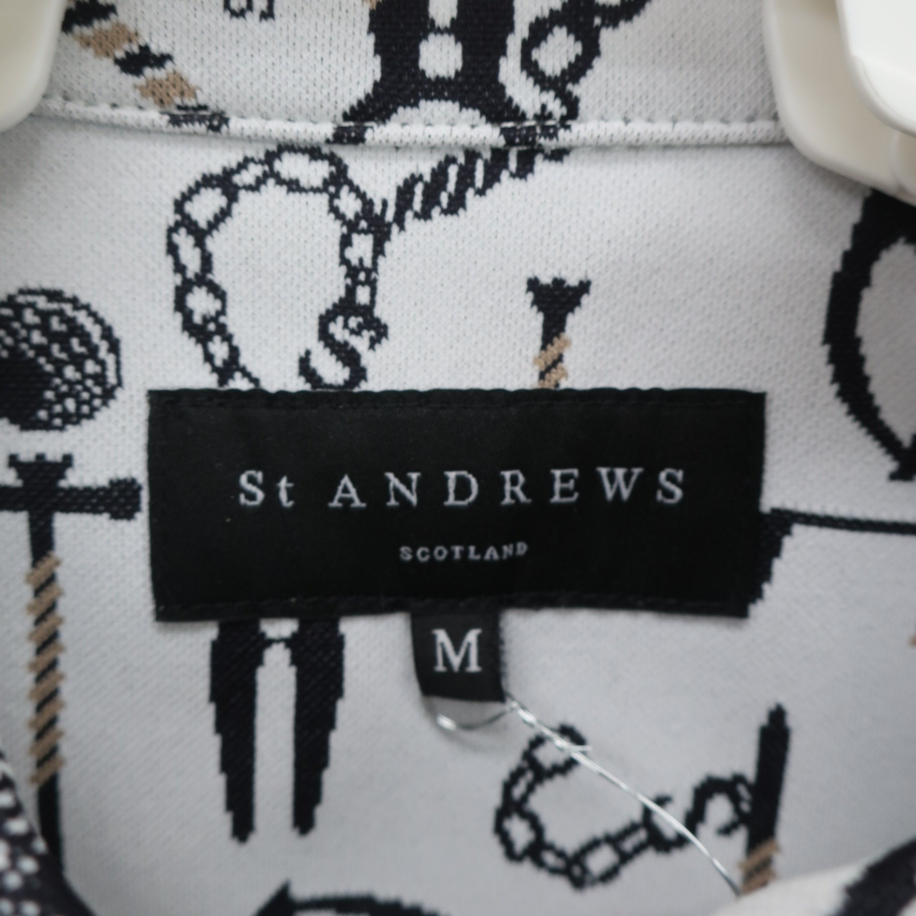 St ANDREWS(セントアンドリュース) ポロシャツ 白黒総柄 レディース M 043-4160306 A