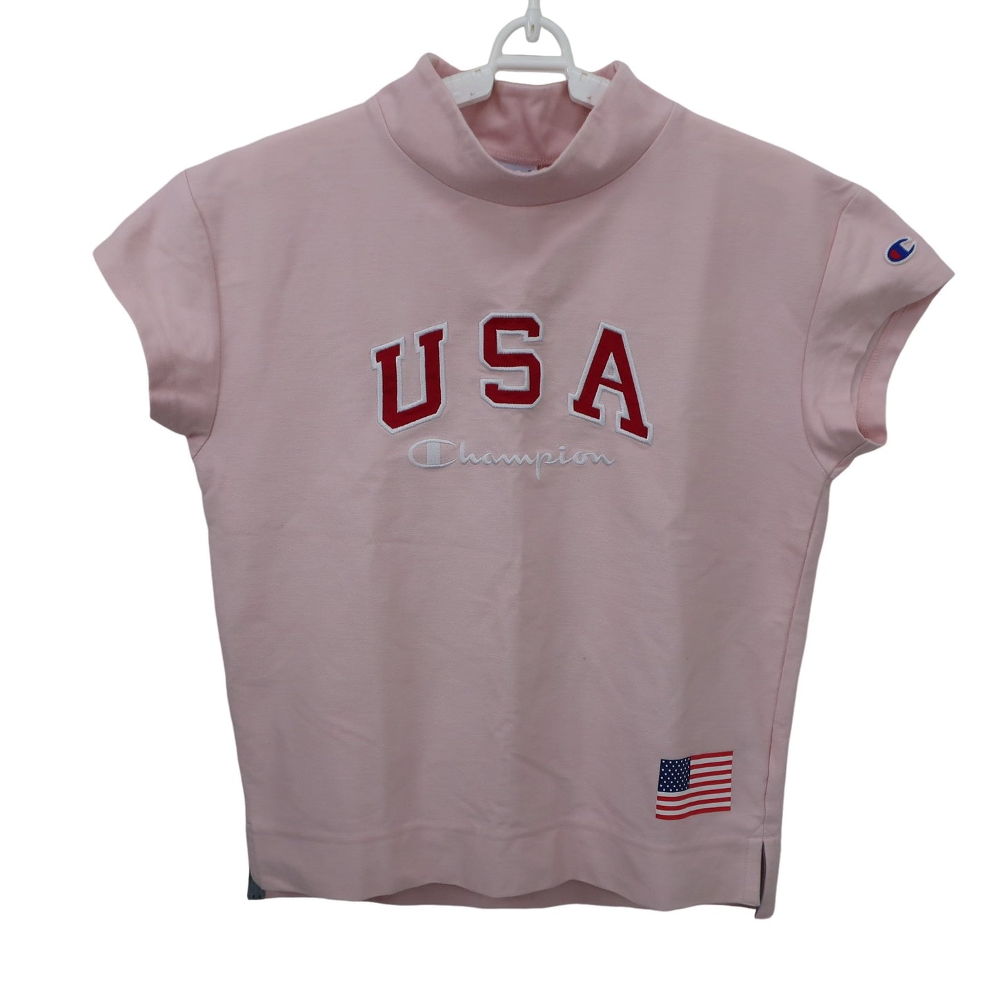 Champion(チャンピオン) 半袖モックネックシャツ ピンク レディース MEDIUM B