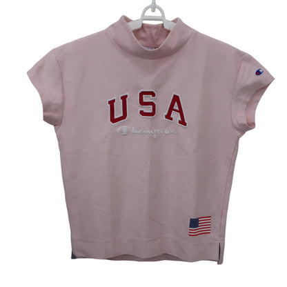 Champion(チャンピオン) 半袖モックネックシャツ ピンク レディース MEDIUM B