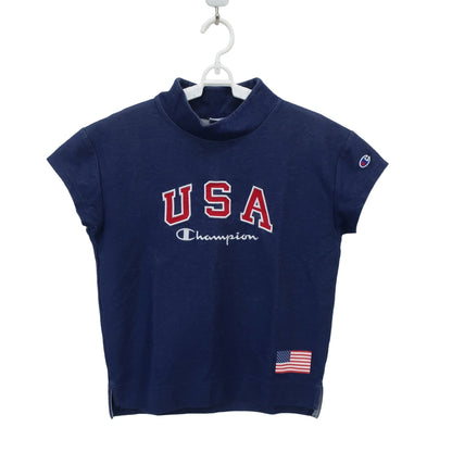 Champion(チャンピオン) 半袖モックネックシャツ ネイビー レディース MEDIUM A