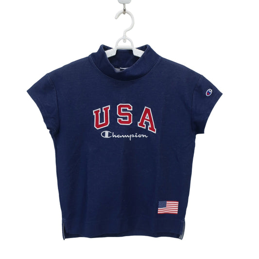 Champion(チャンピオン) 半袖モックネックシャツ ネイビー レディース MEDIUM A