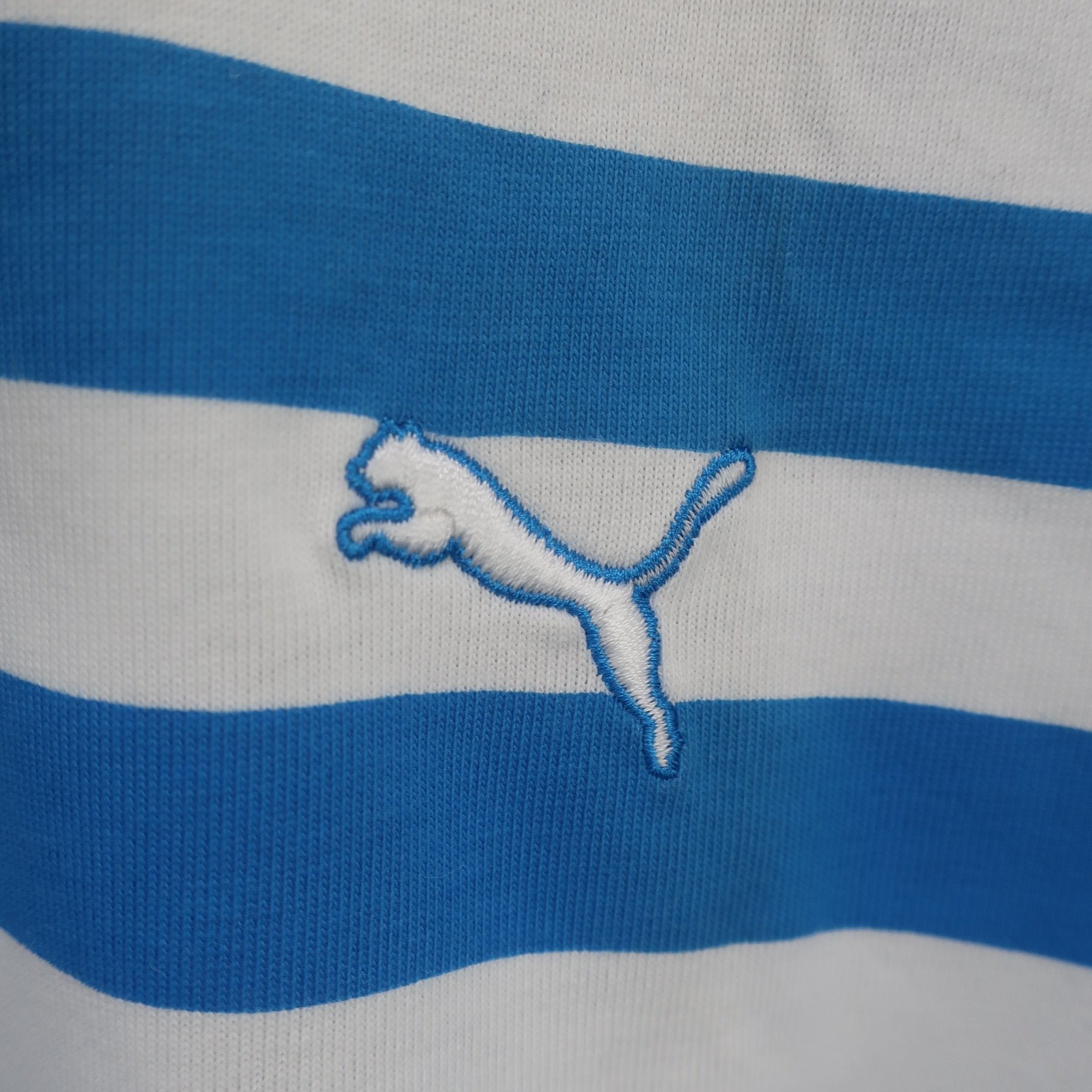 PUMA GOLF(プーマゴルフ) ポロシャツ 水色白ボーダー メンズ L A