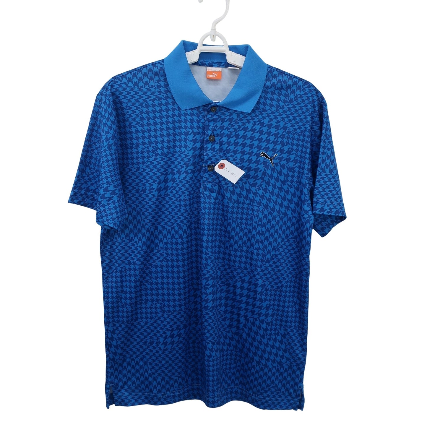 PUMA GOLF(プーマゴルフ) ポロシャツ 水色千鳥柄 メンズ M A