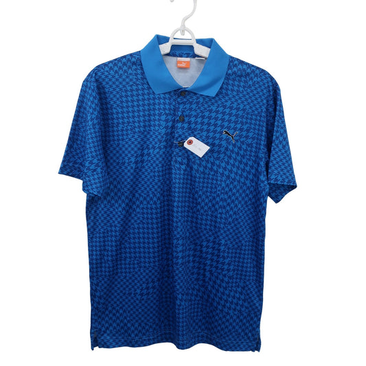 PUMA GOLF(プーマゴルフ) ポロシャツ 水色千鳥柄 メンズ M A