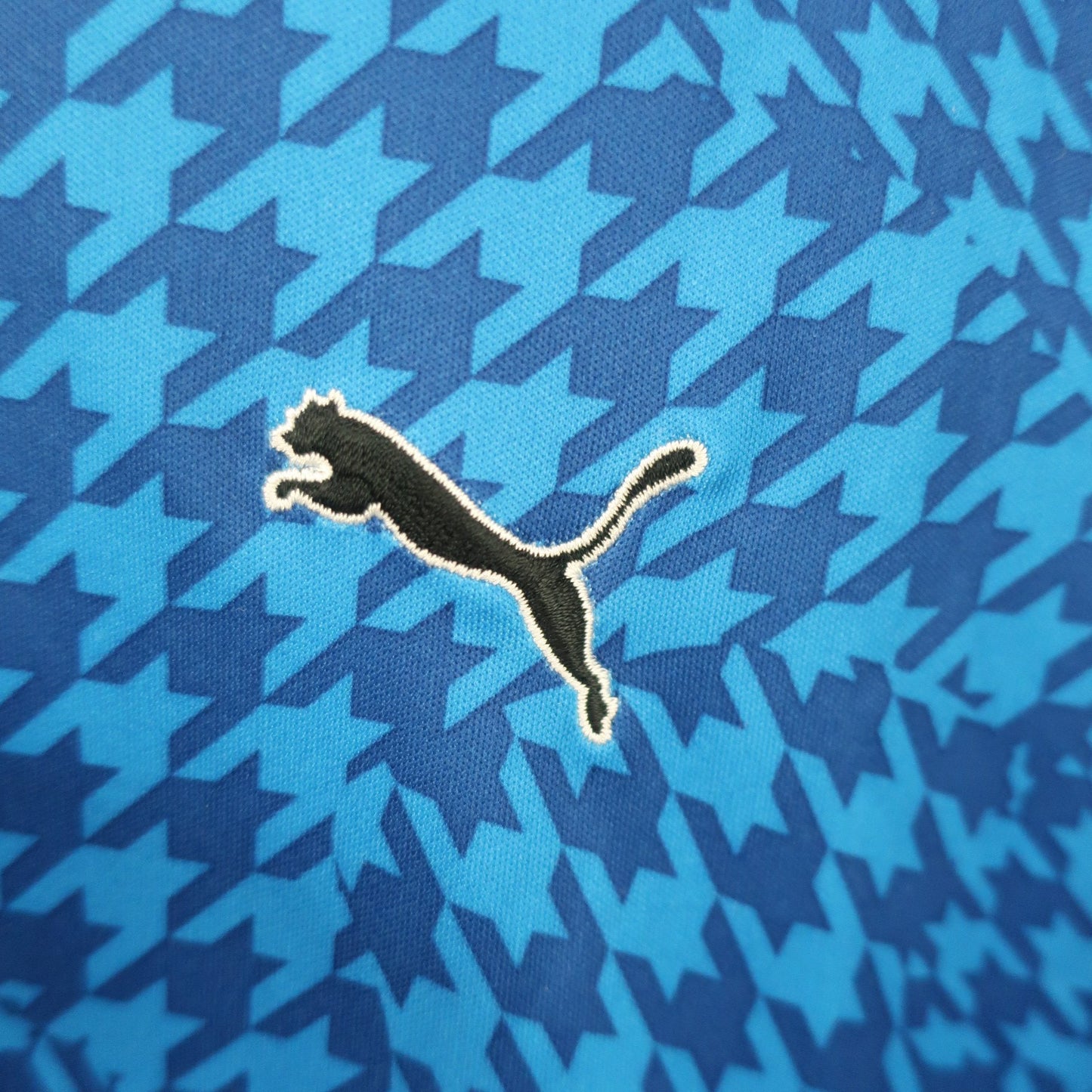 PUMA GOLF(プーマゴルフ) ポロシャツ 水色千鳥柄 メンズ M A