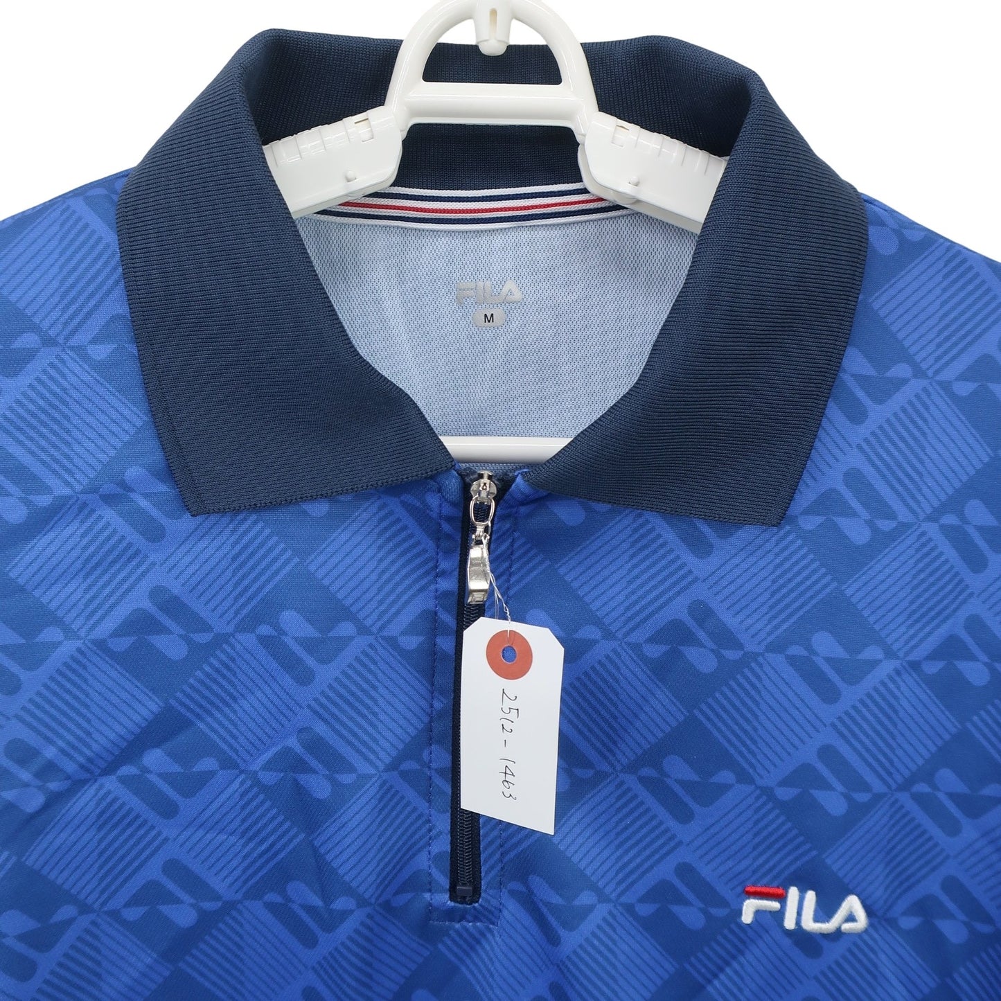 FILA GOLF(フィラゴルフ) ハーフジップポロシャツ 青系総柄 メンズ M A