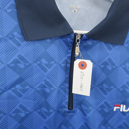 FILA GOLF(フィラゴルフ) ハーフジップポロシャツ 青系総柄 メンズ M A