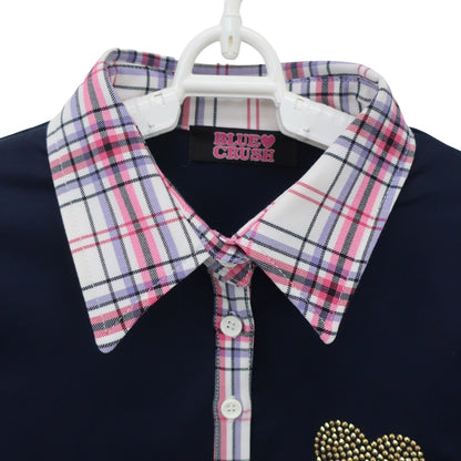 BLUE CRUSH(ブルークラッシュ) 長袖ポロシャツ ネイビー レディース A