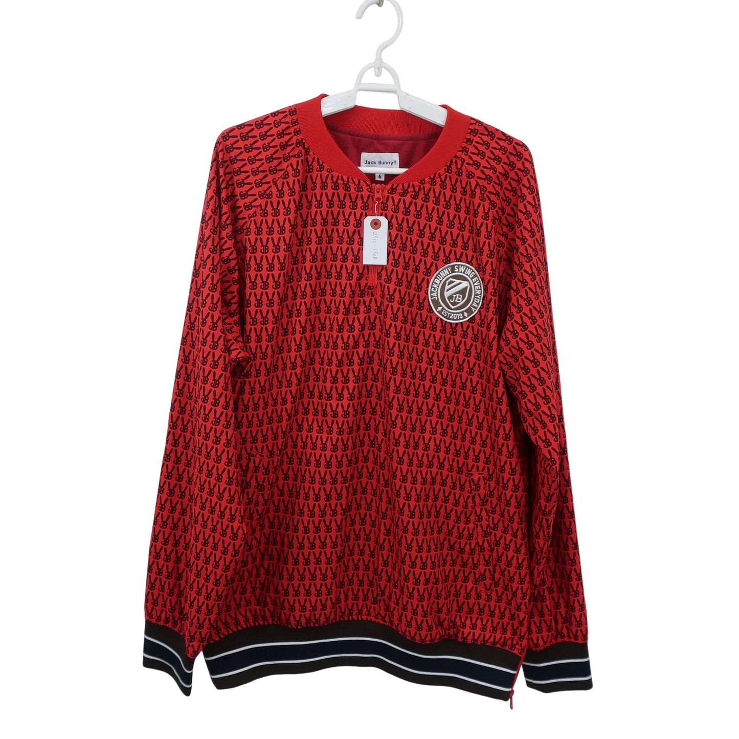 Jack Bunny(ジャックバニー) ハーフジップスニード 赤黒ロゴ柄 メンズ 6 262-0221001 A