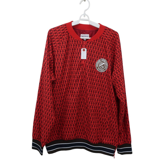 Jack Bunny(ジャックバニー) ハーフジップスニード 赤黒ロゴ柄 メンズ 6 262-0221001 A