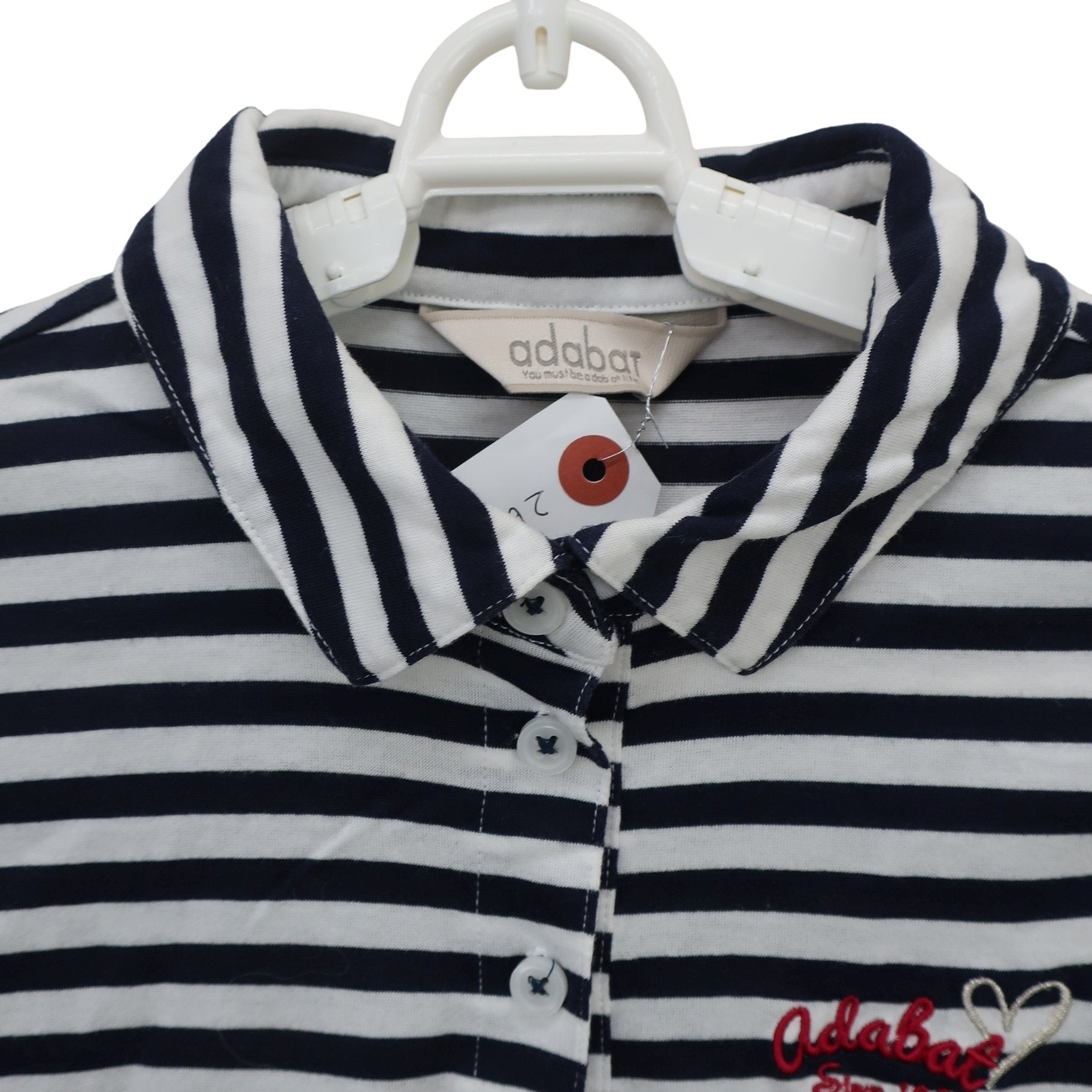 adabat(アダバット) ポロシャツ 白ネイビーボーダー レディース 38 B