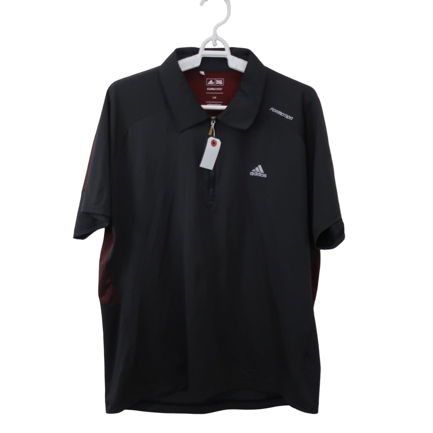 adidas(アディダス) ハーフジップポロシャツ 黒 メンズ L B