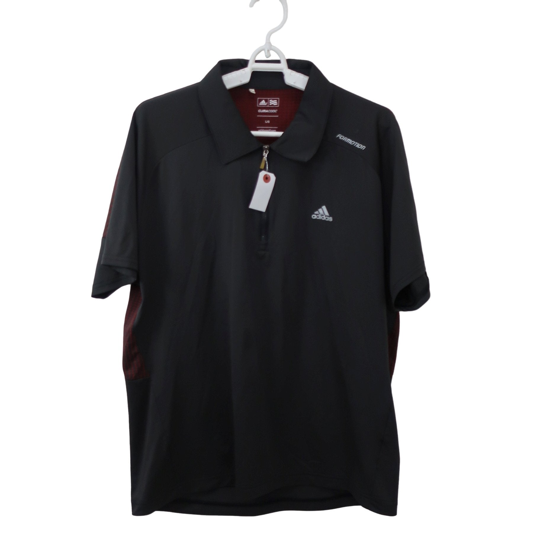adidas(アディダス) ハーフジップポロシャツ 黒 メンズ L B