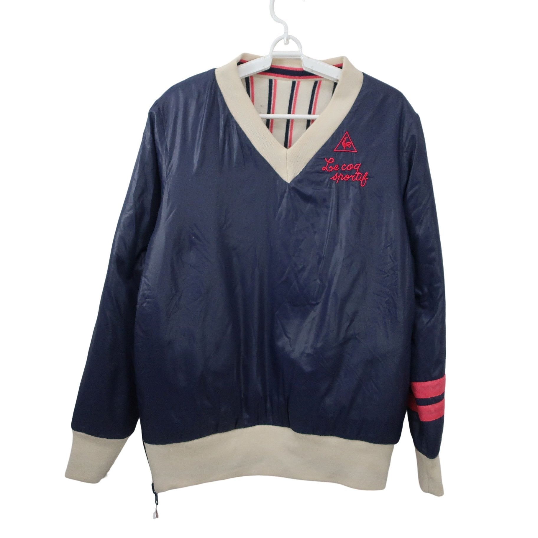 le coq sportif(ルコックスポルティフ) リバーシブルスニード ネイビー / 白ピンクネイビーストライプ メンズ LL B