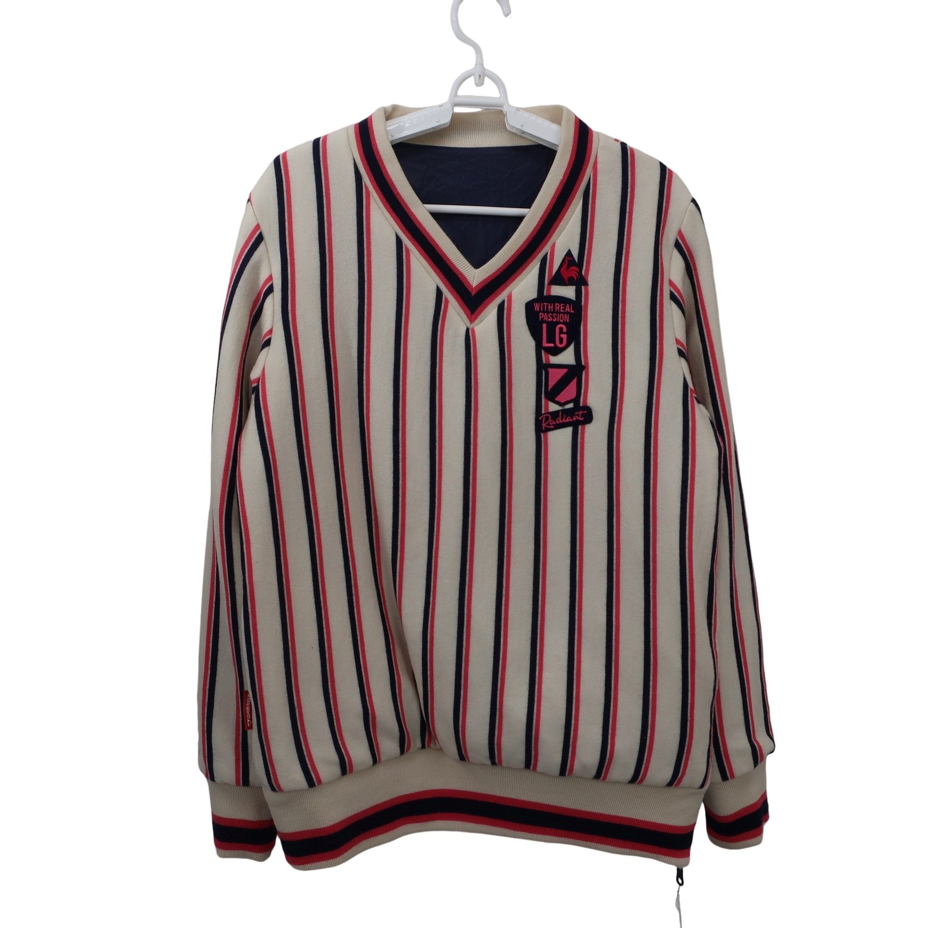 le coq sportif(ルコックスポルティフ) リバーシブルスニード ネイビー / 白ピンクネイビーストライプ メンズ LL B