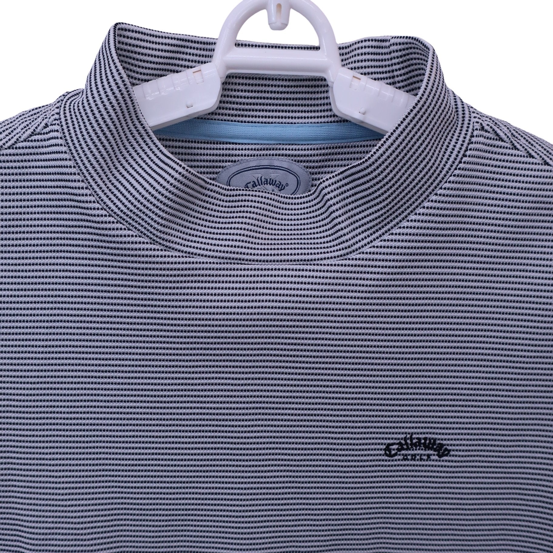 Callaway(キャロウェイ) 半袖モックネックシャツ 白黒ボーダー レディース L 241-155814 A