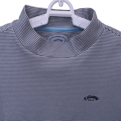 Callaway(キャロウェイ) 半袖モックネックシャツ 白黒ボーダー レディース L 241-155814 A