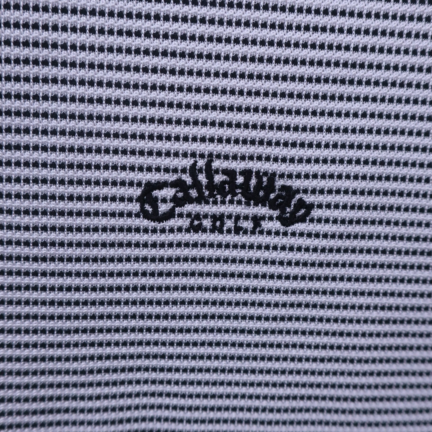 Callaway(キャロウェイ) 半袖モックネックシャツ 白黒ボーダー レディース L 241-155814 A