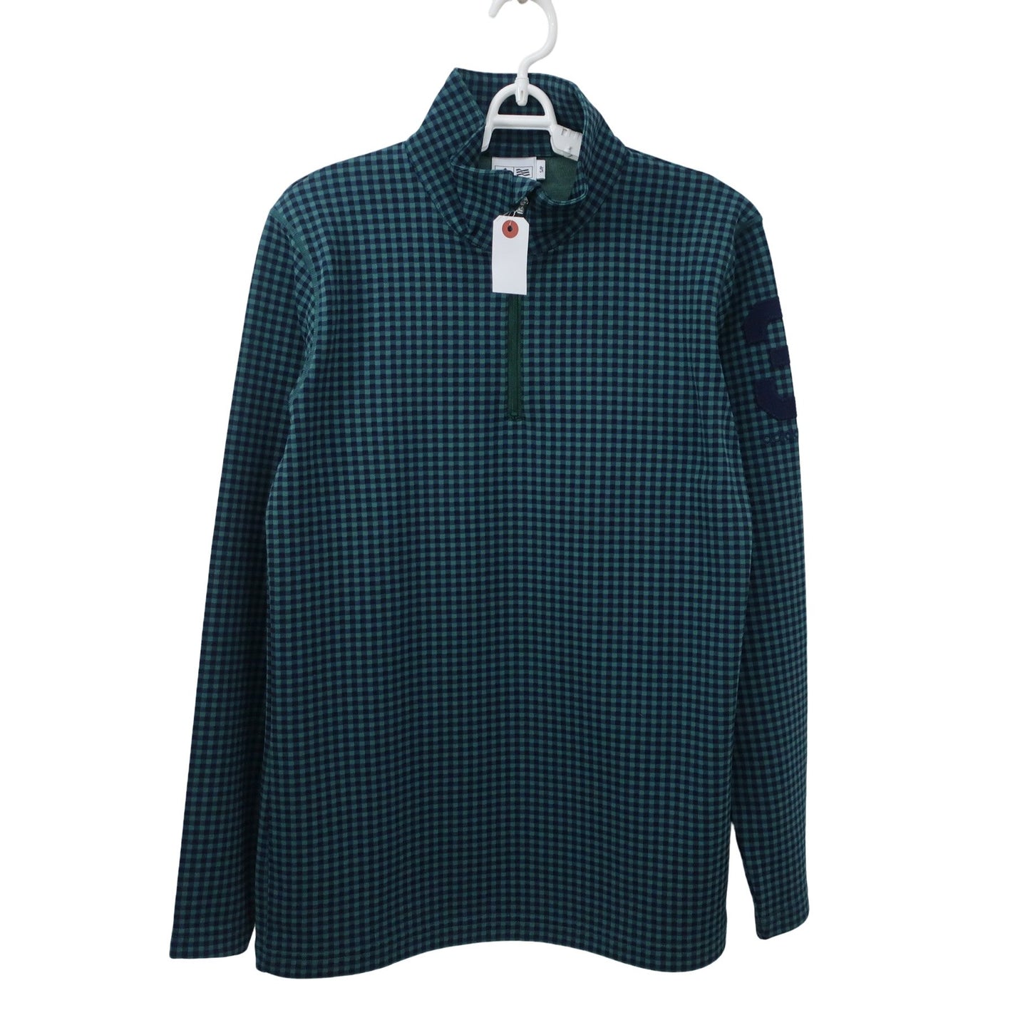 adidas(アディダス) 長袖ハーフジップシャツ 緑チェック メンズ S/P A