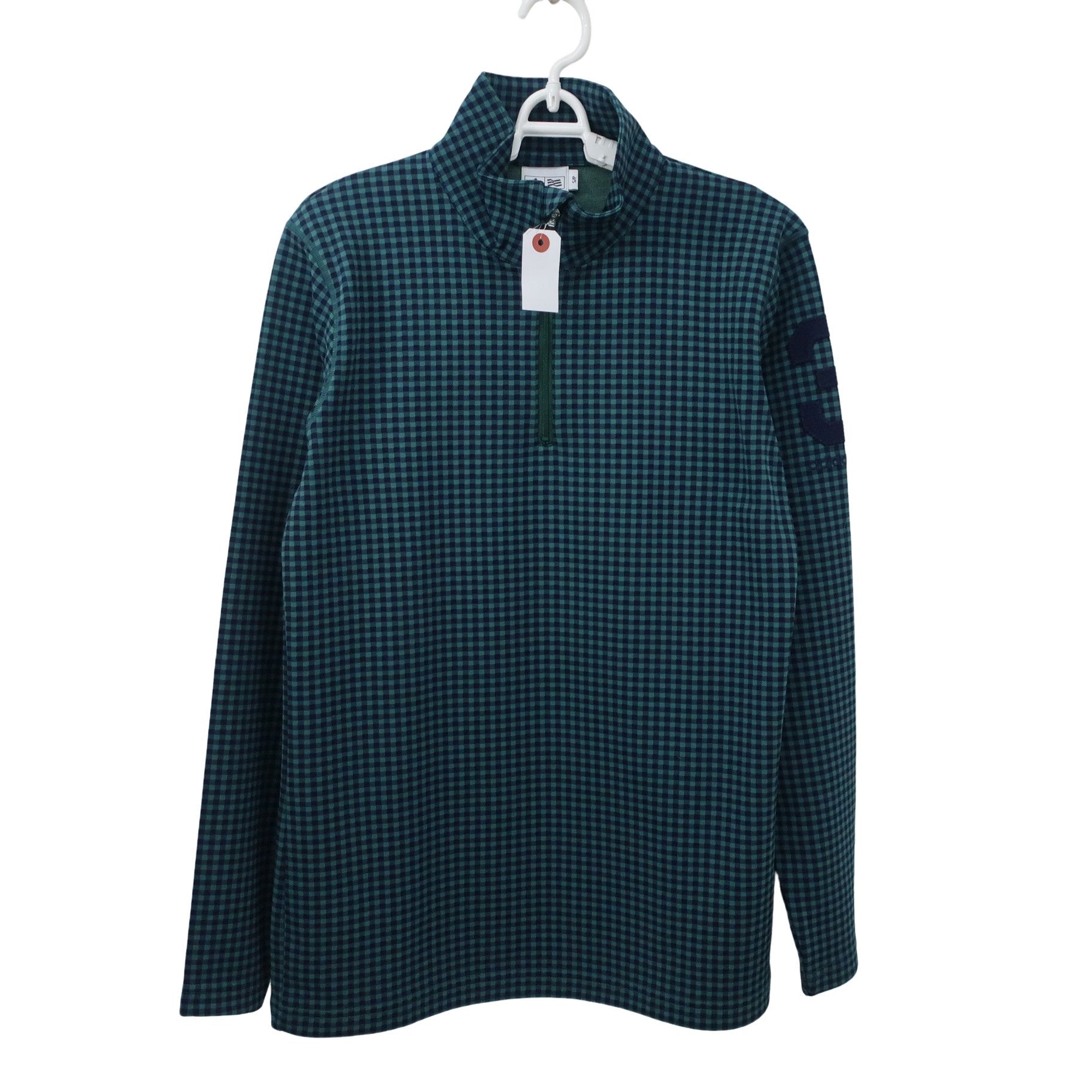 adidas(アディダス) 長袖ハーフジップシャツ 緑チェック メンズ S/P A