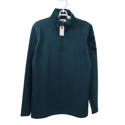 adidas(アディダス) 長袖ハーフジップシャツ 緑チェック メンズ S/P A