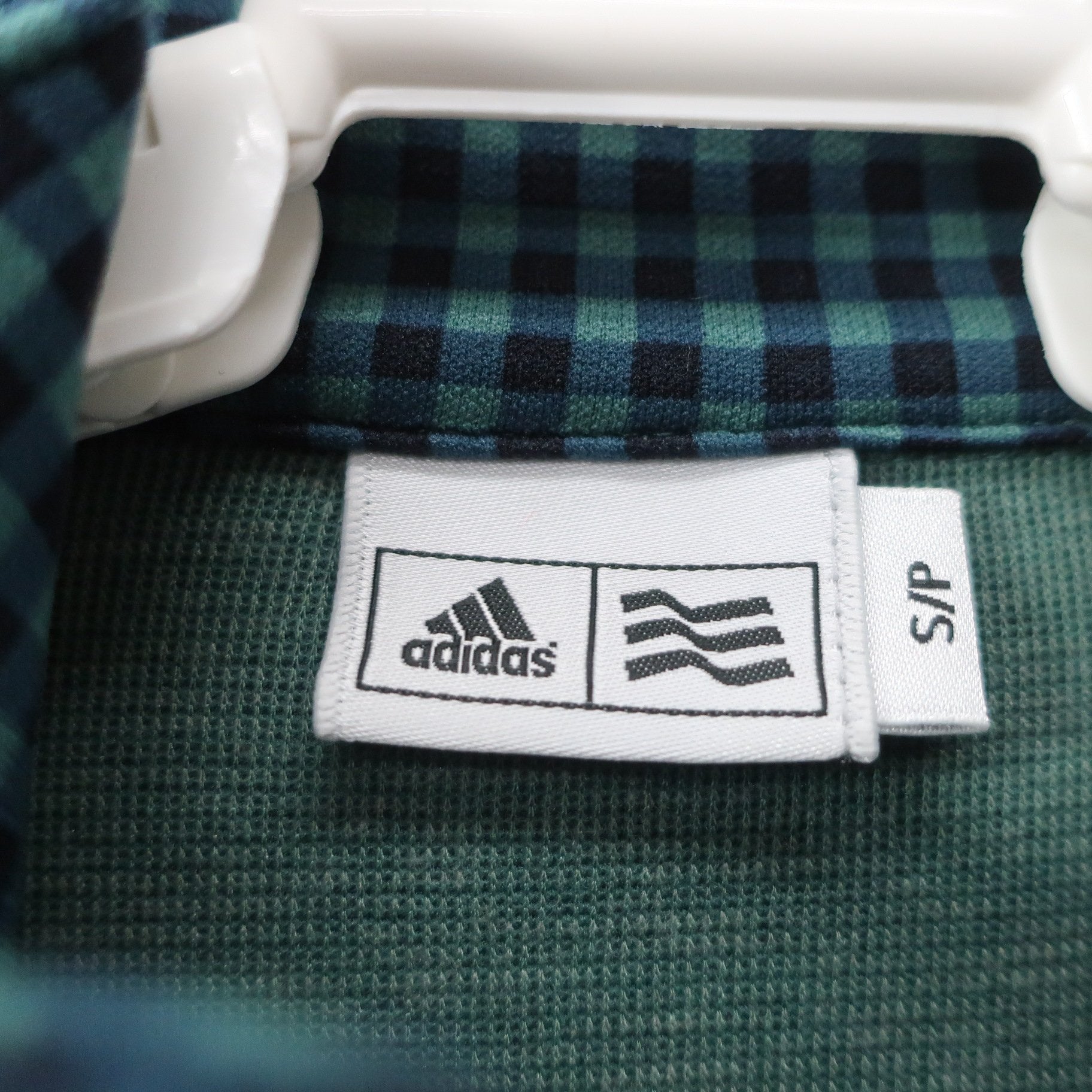 adidas(アディダス) 長袖ハーフジップシャツ 緑チェック メンズ S/P A