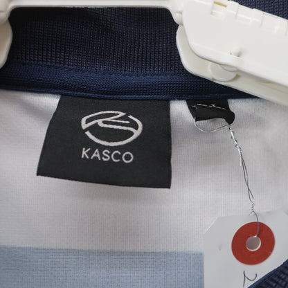 Kasco(キャスコ) ポロシャツ ネイビー白ボーダー メンズ LL A