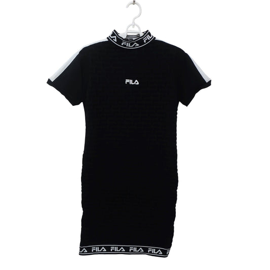 FILA GOLF(フィラゴルフ) 半袖ニットワンピース 黒白 レディース L A