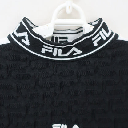 FILA GOLF(フィラゴルフ) 半袖ニットワンピース 黒白 レディース L A