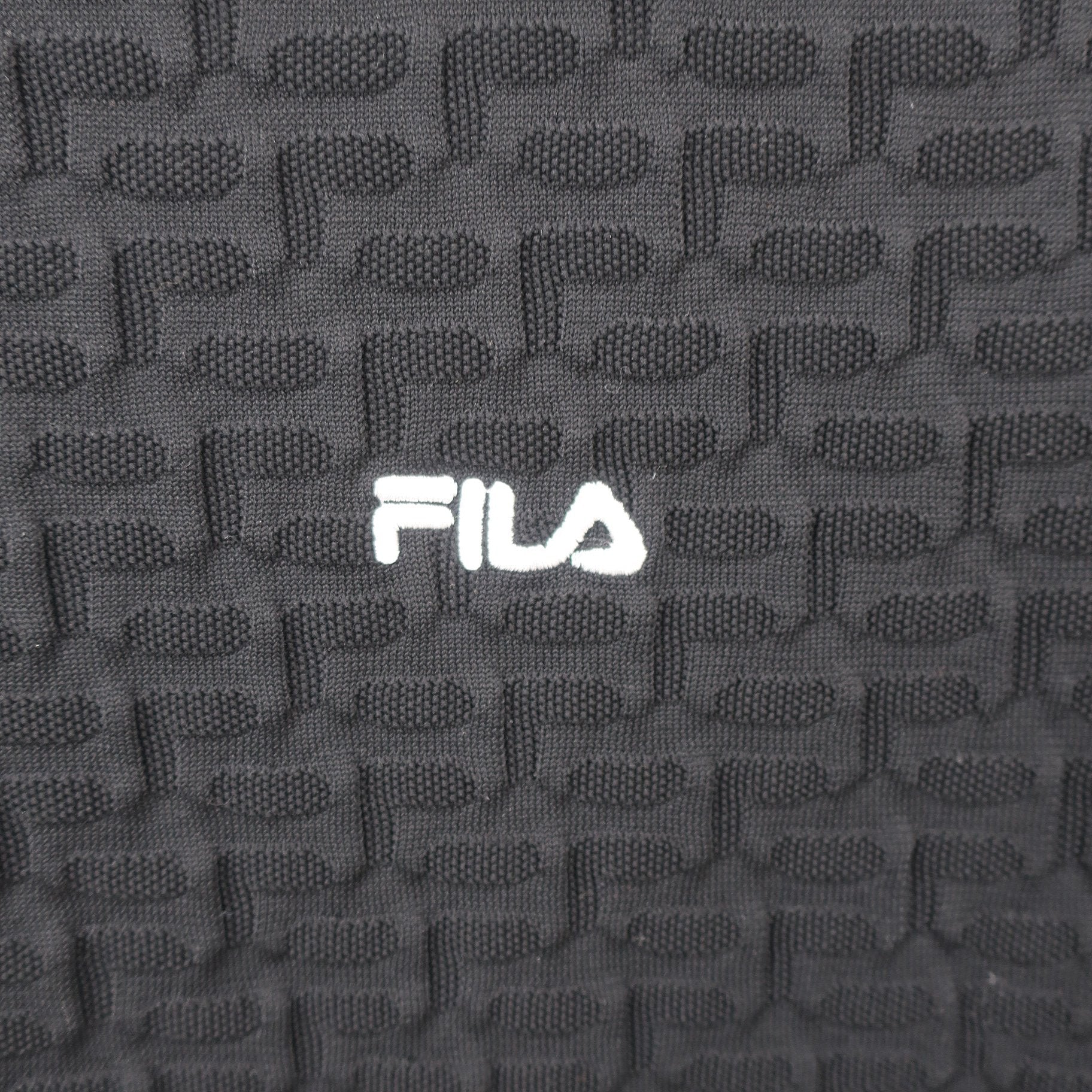 FILA GOLF(フィラゴルフ) 半袖ニットワンピース 黒白 レディース L A