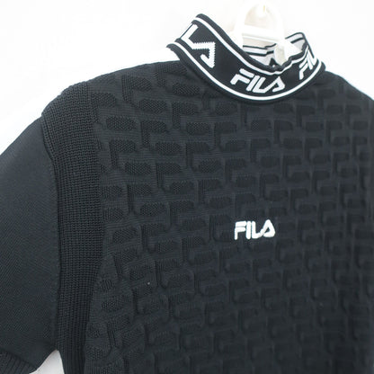 FILA GOLF(フィラゴルフ) 半袖ニットワンピース 黒白 レディース L A