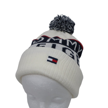 TOMMY HILFIGER GOLF(トミーヒルフィガーゴルフ) ニット帽 白ネイビー赤 レディース フリーサイズ A