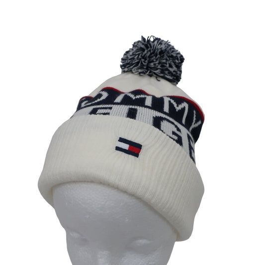 TOMMY HILFIGER GOLF(トミーヒルフィガーゴルフ) ニット帽 白ネイビー赤 レディース フリーサイズ A